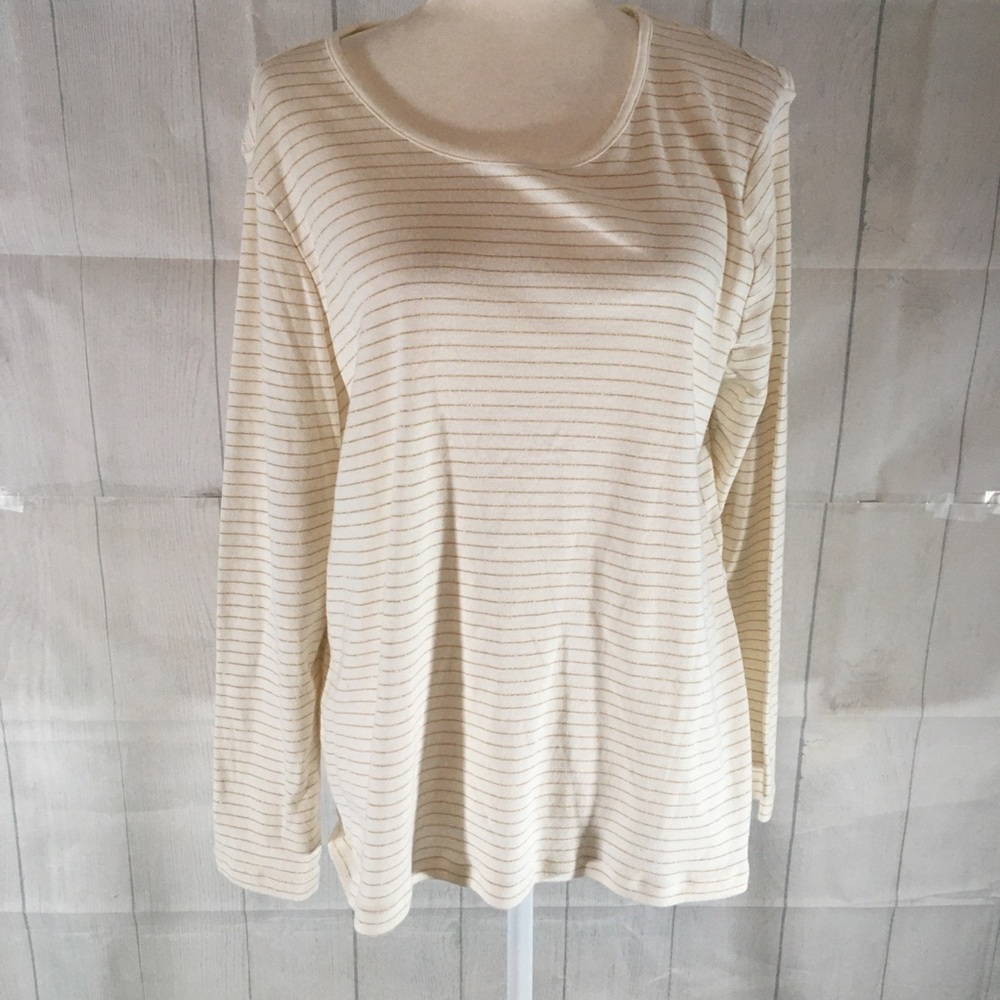 White Stag long sleeve tee shirt XL cream w/gold